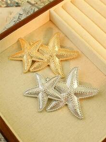 1pc Elegant Ocean Element Golden Starfish Brooch, Suitable For Men And Women, New Year Gift