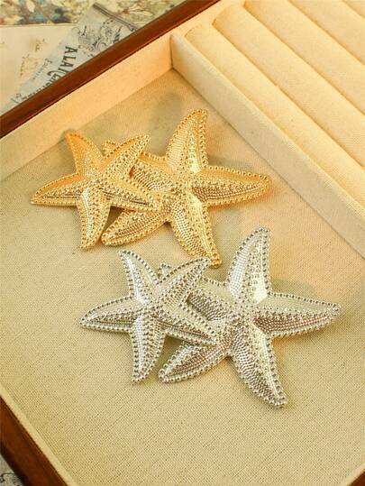 1pc Elegant Ocean Element Golden Starfish Brooch, Suitable For Men And Women, New Year Gift