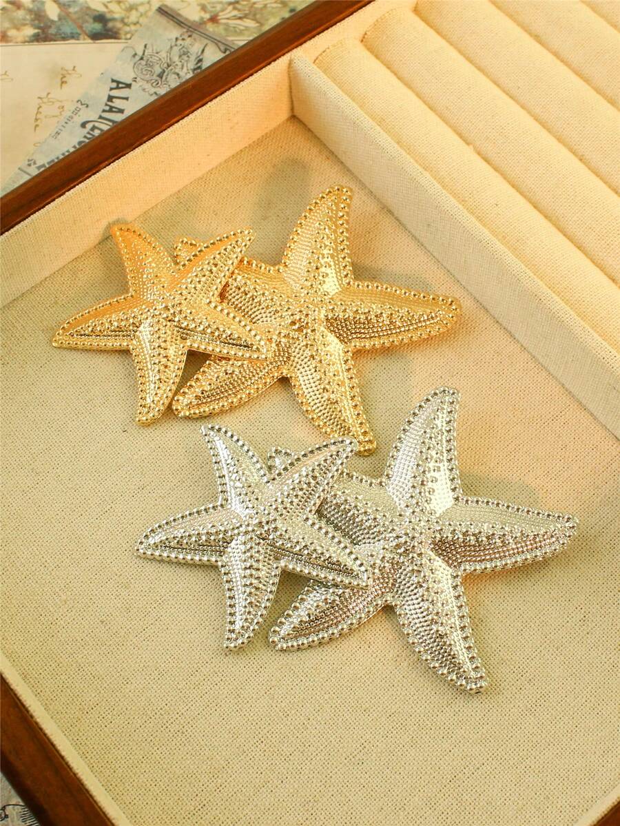 1pc Elegant Ocean Element Golden Starfish Brooch, Suitable For Men And Women, New Year Gift