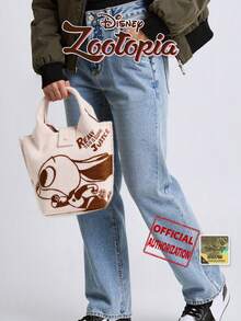 疯狂动物城卡通图案毛绒手提包，女士手提包，适合日常穿搭、假日聚会、购物、送礼。 - 彩色 - 查看 12