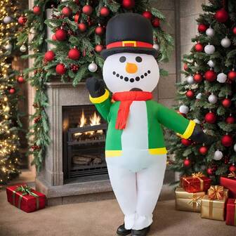 ชุดเป่าลมตุ๊กตาหิมะสำหรับผู้ใหญ่ COSplay ชุดตุ๊กตาอ้วนตลก อุปกรณ์ประกอบฉากกิจกรรมวอร์มอัพห้างสรรพสินค้าปาร์ตี้คริสต์มาส