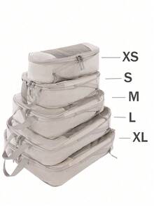 Compression Storage Bags, Clothes Storage, Travel Storage Bag Set, Reusable Waterproof Large Capacity Compression Organizer Bags, Double Layer Double Zipper Design, Suitable For Business, Vacation Or Travel, Unisex, Nylon Material, Travel Essential - Beige - View 7