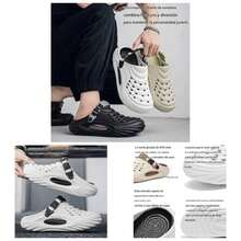 Sandalias transpirables sin cordones para hombre, cmodas sandalias de playa antideslizantes e impermeables, para deportes al aire libre, para caminar, viajar y uso casual - 25,0~25,5 cm + Negro - Ver 1