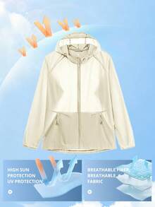 CAMEL CROWN Women's UPF 50+ Sun Protection UV Jacket, Full Zip Lightweight Hooded Sports Sweatshirt - Oak Ash - View 5