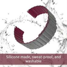 Replacement Strap For 22mm Smartwatch | Soft Silicone With Quick Release Spring System | Strong Magnetic Clasp, Compatible With Various Models - Grey Wine Red - View 5