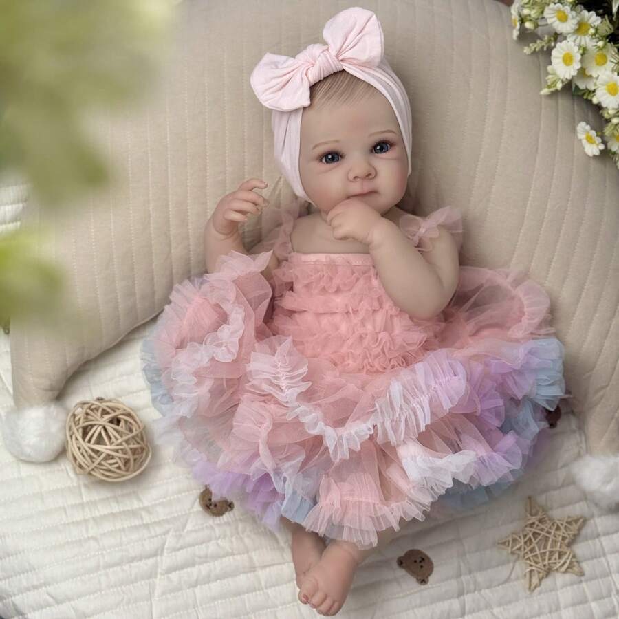 19 Inch (48cm) Full Vinyl Reborn Baby Doll Toy, Handmade Realistic, Fashion Birthday Gift Collection, Sweet & Cute Princess Dress Doll - Full vinyl body doll - View 1