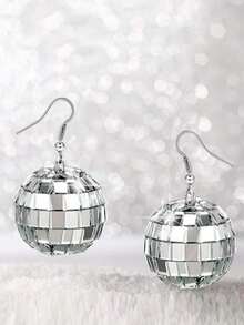 1對銀色迪斯可球形聖誕耳環 - 銀色 - 查看 10