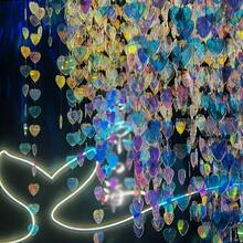 1米彩色亮片爱心挂饰，展厅吸光装饰，圣诞节婚礼生日背景花环，阳台聚光灯花环 - 彩色 - 查看 5