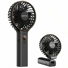 Ventilador digital portátil, ventilador de mano plegable, recargable por USB, capacidad de batería de 2000mAh (cada uno)*2, 6 velocidades ajustables, adecuado para viajes, exteriores y uso en oficina - Multicolor - Ver 1