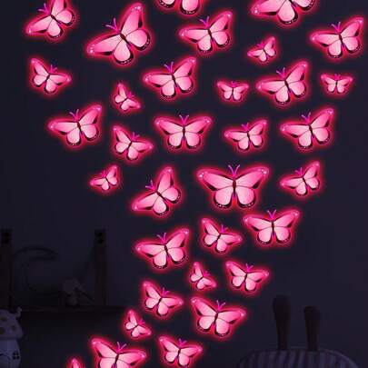 8pcs/Set Glow-In-The-Dark Blue Butterfly Decorative Stickers For Bedroom And Living Room Room Decor Home Decor Wall Stickers Wall Decor Personalised Stickers