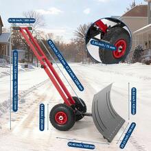 Heavy Duty Metal Snow Shovel With Wheels – 7-Position Angled & Height Adjustable Ergonomic Handle – Rolling Snow Pusher For Driveway, Sidewalk, Doorway, Pavement – Efficient Snow Removal Tool - 29W X 16.5H Red and Black - View 2