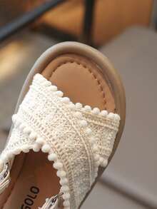 1双女童简约可爱时尚凉鞋，网面透气轻便休闲男童凉鞋，婴儿学步鞋 - 米色 - 查看 5