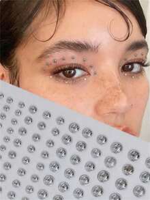 1件Y2K性感身体饰品贴纸，仿鼻环、眉环、唇环和眉贴，水钻脸部装饰贴纸，适合派对和音乐节，临时纹身风格身体饰品贴纸，眼妆