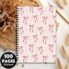 DANPERJI 5.5x8.3 Inch Fashion Pink Bow Spiral Notebook - Perfect Gift For Women And Girls, Stylish Notepad | Cute Aesthetics | Durable Spiral Bound Diary With Week, Weather, Memo Number And Date Marks, School Supplies, Back To School Essential - Multicolor - View 3