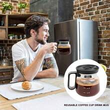 Taza de café de 16 oz, mini taza de café, con tapa a prueba de derrames, taza de vidrio resistente al calor, gran capacidad, regalo ideal para amantes del café (1 pieza) - 1 pieza - Ver 11