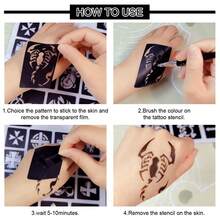 4 ark tillfälliga tatueringsschabloner, blomma henna tatueringsschablonklistermärken, återanvändbara blommönster kroppskonstmallar för kvinnor kroppsmakeup mehndi-designer, 3 lager - Svart - Visa 10