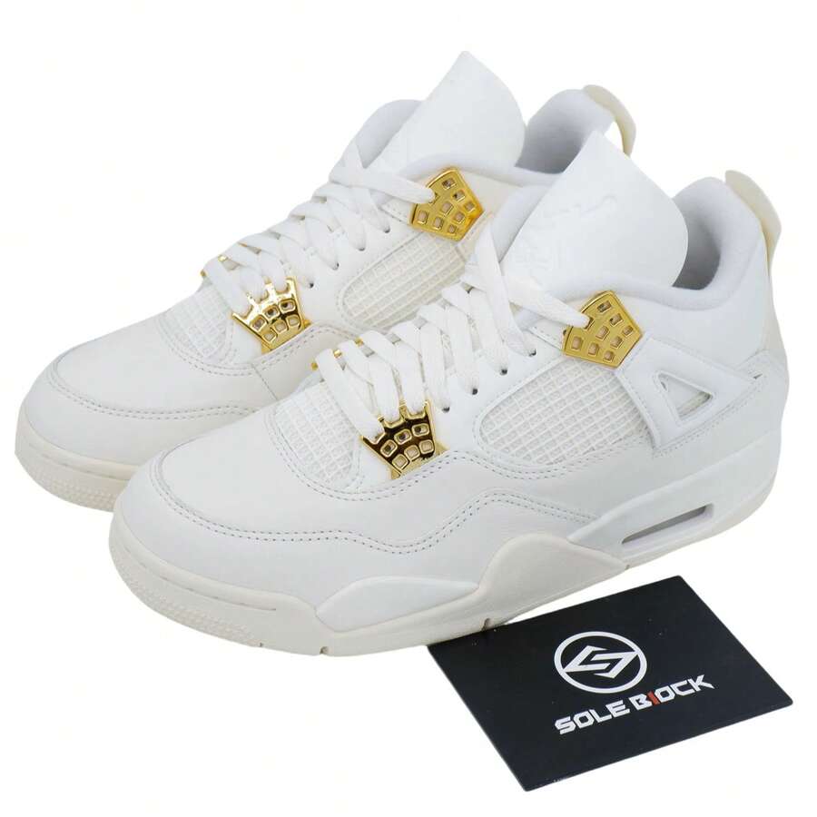 Nike Air Jordan 4 Metallic Gold Comfortable And Versatile Mid-Top Sneakers Zapatos De Mujer AQ9129-170 - 白色 - 查看 1