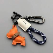 Llavero de Bulldog Francés hecho a mano de cuero genuino, llavero de cuerda trenzada con correa antipérdida para mujeres y hombres, organización de llaves de coche QQ2M - Estilo 8 - Ver 19