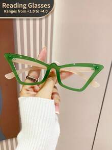 LiMiaoMiao 1pc Unisex Vintage Cat Eye Reading Glasses, Clear Transparent Computer Reading Magnifying Glasses +1.0 To +4.0 - Transparent - View 26
