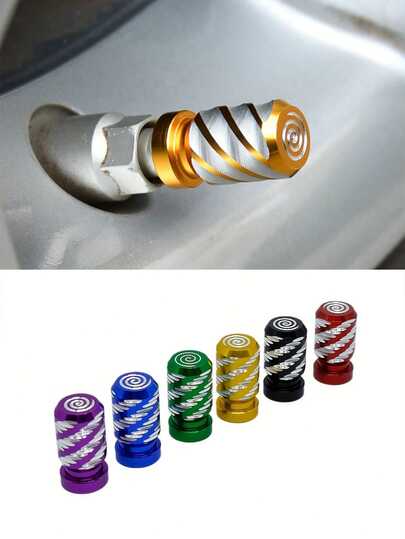 4个铝合金轮胎气门嘴帽 - 耐用防尘密封，适用于汽车和摩托车，抗氧化汽车配件