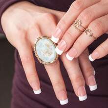 Uñas Postizas Acrilicas Punta Frances Cuadrada Corta  PEGAMENTO ROSA Y LIMA INCLUIDO Uñas flexibles y ajustables obten tu mani en solo minutos - Fiebre del azúcar - Ver 7