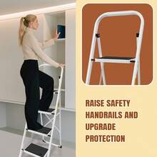 Rigogo Heavy Duty Steel Step Stool | Foldable Platform Ladder With Non-Slip Pads For Kitchen, Bathroom, Office | Stable Seat & Step For Adults & Kids - Multi-Functional Small Stool  KESLSS-1~4XE-UK - Black and White - View 11