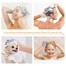 Este exfoliante de cuero cabelludo de doble uso, elaborado a partir de paja de trigo, es un cepillo de champú y un peine de masaje que limpia la grasa del cuero cabelludo y elimina la grasa del cuero cabelludo. - Verde - Ver 6