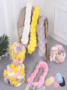 1 Set Of 3-Ply Crib Bumper, Crib Mattress, Bed Rail, Braided Padded Bed Guardrail, Bed Fence, Bedding Accessories - Multicolor - View 10