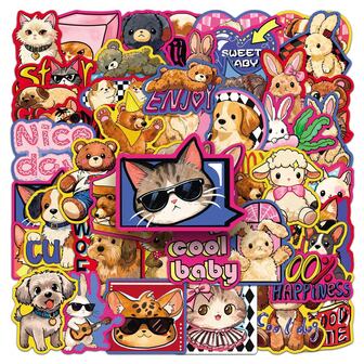 50/100 piezas de pegatinas de dibujos animados con temas de animales geniales y de moda, pegatinas para teléfonos móviles, decoración de artículos, pegatinas de anime de Guka para niños, pegatinas impermeables adecuadas para portátiles, botellas de agua, monopatines, teléfonos móviles