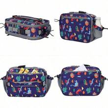 Maelstrom - Lonchera para niños bolsa de almuerzo con aislamiento para niños bolsa de almuerzo extensible y reutilizable para niño y niña - Regalo Dinosaurio Feliz - Ver 9