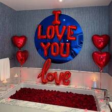 Bộ 1 bóng bay trang trí ngày Valentine, bóng bay hình trái tim bằng giấy bạc, bóng bay hình trái tim chữ "I LOVE YOU", bóng bay trang trí ngày Valentine, bóng bay chữ LOVE, trang trí đám cưới, trang trí tiệc, bóng bay kỷ niệm, trang trí tiệc cầu hôn "I Love You", thích hợp cho đám cưới, ngày Valentine, kỷ niệm và các bữa tiệc, có thể dùng làm đạo cụ chụp ảnh lãng mạn để tạo không khí quyến rũ. - Nhiều màu - Xem 6