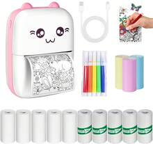 Lostrain Mini Impresora Termica, Impresora Portátil Instantánea con 14 Rollos de Papel,Printer Instantánea Bluetooth sin Tinta para iOS y Android,Ideal para Etiquetas\/Notas\/Tareas Escolares\/Fotos - negro - Ver 1