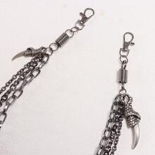 Hot-Selling Jewelry: Cool & Edgy Multi-Layer Gunmetal Eagle Claw Pendant Pant Chain, Versatile High-End Chain For Daily Wear