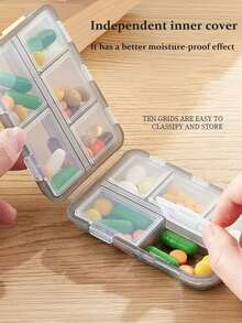 1 pièce Boîte à pilules de voyage pliable portable avec 10 compartiments, boîte de rangement compacte pour médicaments, bijoux, accessoires, convient pour le sac de voyage ou l'utilisation dans la poche - Multicolore - Voir 1