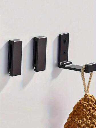 5pcs/1set Wall Mounted Aluminum Alloy Folding Hangers, Black Heavy-Duty Metal Hangers, Folding Hooks - Concealed Wall Mounted Clothing Hooks With Screws, Modern Design That Saves Space, No Need For Drilling, Easy To Install, Suitable For Bathrooms, Kitchens, Bedrooms - Heavy-Duty Single Hooks For Towels