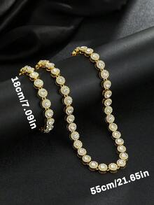 Bộ 2 món dây chuyền và vòng tay kiểu Cuban mắt xích tròn 10mm tối giản dành cho nữ, kiểu dáng đôi, phù hợp cho tiệc tùng, đeo hàng ngày, trang sức cao cấp, phù hợp mọi mùa. - Nhiều màu - Xem 6