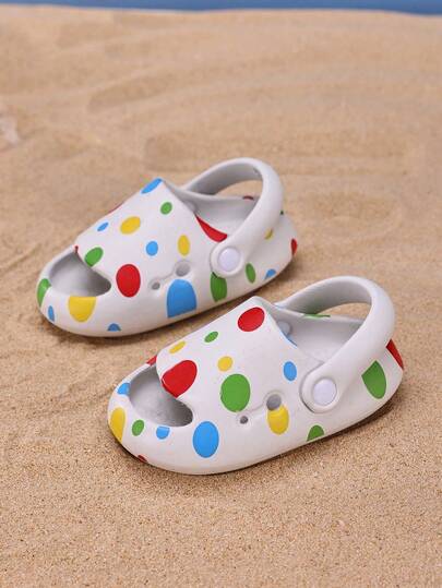 1双婴儿彩色印花透气防滑软EVA沙滩/花园鞋，适合幼儿