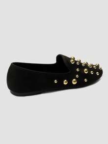 ADAMUMU New Women's High-End Fashion Comfortable Loafers, Reflective Shiny Metal Rivets, Lightweight Suitable For Spring, Summer, Autumn And Winter, Fashionable And Comfortable For Daily And Party Wear - Black - View 7