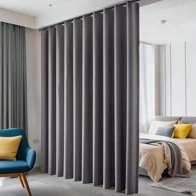 Room Divider Curtains Blackout Ceiling Curtains With Hook Wall Mount Sliding Curtains Ceiling Mount Extra Wide Curtain For Room Separation Grey 180 X 120