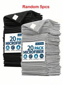 20pcs/Set Microfiber Kitchen Towels, Black And Light Gray Cleaning Cloths, Highly Absorbent, Soft, Stain Removal, Suitable For Cleaning Glass, Cooking Surfaces, Pots, Faucets, Range Hoods, Cars, Kitchen, Bathroom, Home Supplies - Multicolor - View 12