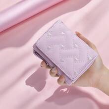 Cartera de mano de mujer de moda en azul con pliegue triple, bolsa para tarjetas con múltiples ranuras, cartera, monedero, cartera pequeña, cartera linda, cartera de muñeca, mini cartera, monederos para mujer, cartera para damas - Azul - Ver 7