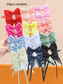 24pcs/Set Cute Bowknot Hair Accessories Set, Decorated With Colorful Rhinestones, Suitable For Girls And Women, Can Easily Match Different Styles Of Outfits, Ideal For Daily Wear, School, Party, Performance And Other Occasions To Add A Sweet Feminine Touch, Claw Clips, Hair Slide, Hair Barrettes, Head Accessories - Multicolor - View 10
