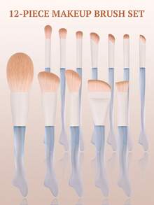 12件套高级化妆刷套装，包含粉底晕染刷、眼影刷、散粉刷、腮红刷、遮瑕刷、高光刷等化妆工具 - 淺藍色 - 查看 2