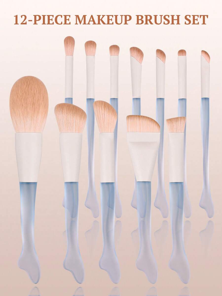 12件套高级化妆刷套装，包含粉底晕染刷、眼影刷、散粉刷、腮红刷、遮瑕刷、高光刷等化妆工具