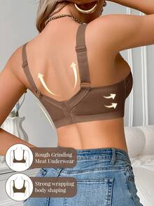Mocha Brown Comfortable Bra Women's Underwear Push-Up Anti-Sagging Bra Can Be Worn Daily - Mocha Brown - View 4