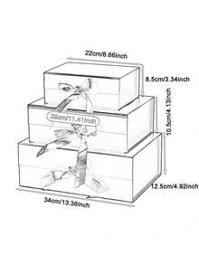 1个装丝带礼品包装盒，折叠式蝴蝶结礼品盒，生日礼物，硬质一体式化妆品礼品盒，节日礼品包装盒 - 粉色 - 查看 9