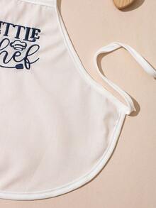 Navy Blue Embroidered Chef Photography Costume, White Chef Hat & Apron Set, Baby & Toddler Photoshoot Outfit - Blue and White - View 6