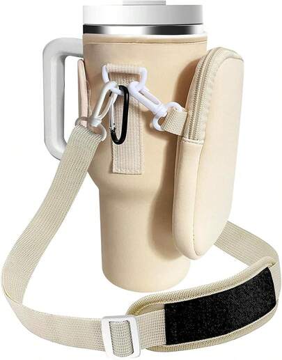 IRUEJFSR Bolsa Termo para Vasos , Bolsa accesorios  40 oz, adecu para deportes, picnic, desplazamientos (Beige)