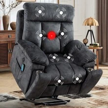 EBELLO Large Power Lift Recliner Chair With Massage And Heat For Elderly , Overstuffed Wide Recliners With 2 Cup Holders, Side Pocket And USB Port - 美規A型插(110-127V) - 查看 12