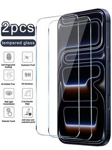 2pcs Tempered Glass Screen Protector, Compatible With Apple 15/15 Pro Max/15 Pro/15 Plus/14 Pro Max/14/14 Pro/14 Plus/16 Pro Max/16/16 Plus/16 Pro/17/17 Pro Max/17 Pro, Anti-Scratch, Anti-Fingerprint, Bubble-Free, 99.99% Ultra-Clear - Clear - View 38